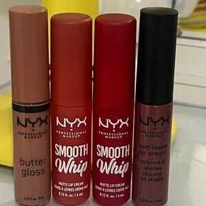 New Bundle of 4 NYX cosmetics lip products